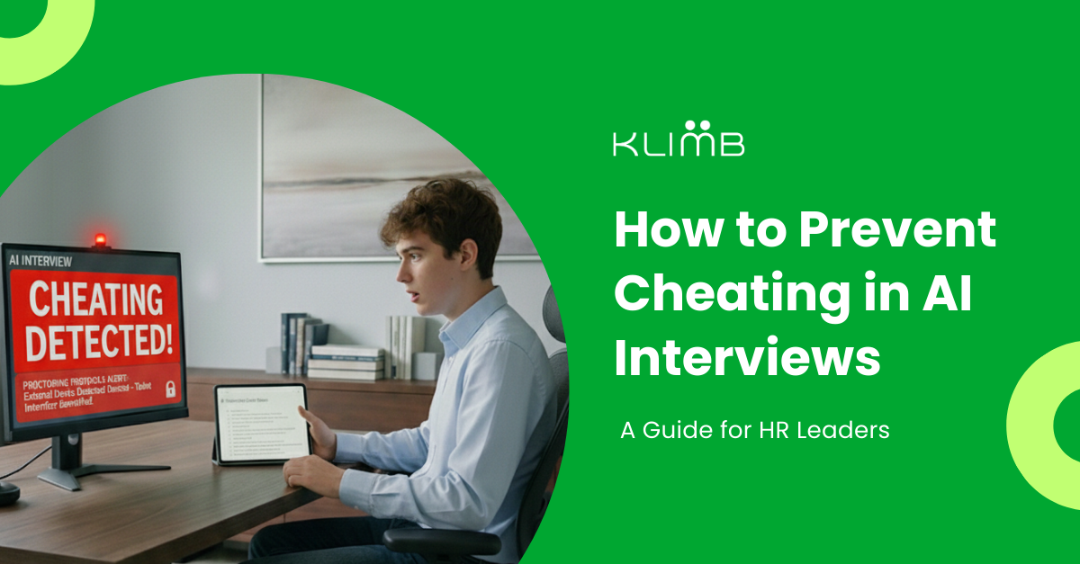 A guide on how to prevent cheating in AI interview featuring a candidate being detected by proctoring software.